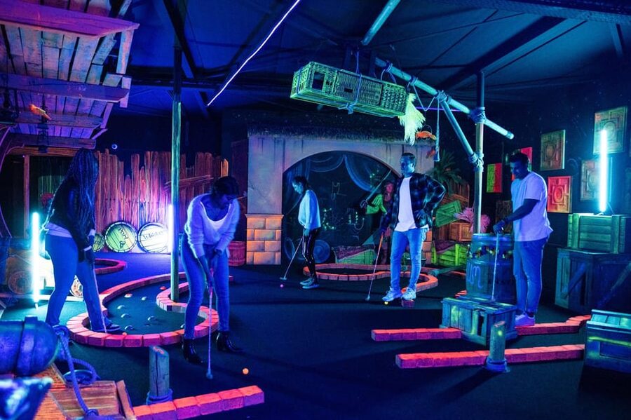Aloha Amsterdam: 12-Hole Glow-in-the-Dark Mini-Golf - The Bar, Snacks, and the “Stay a While” Layout