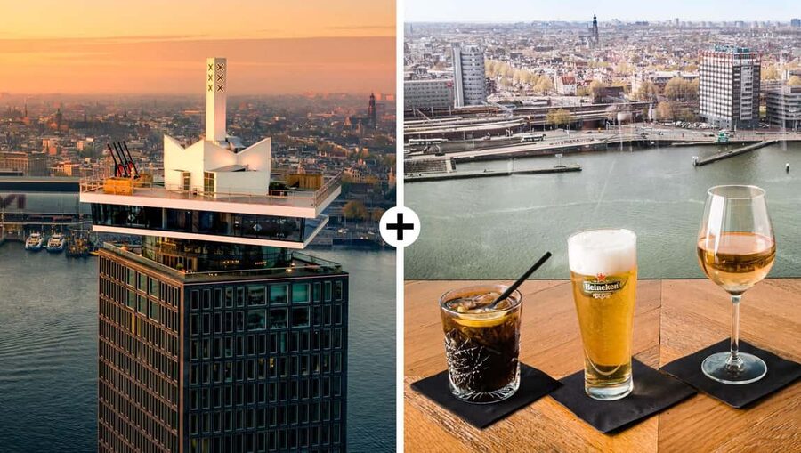 Amsterdam: A'DAM Lookout Entry Ticket with 2 Drinks - Elevator ride up 20 floors: fast access, then slow down