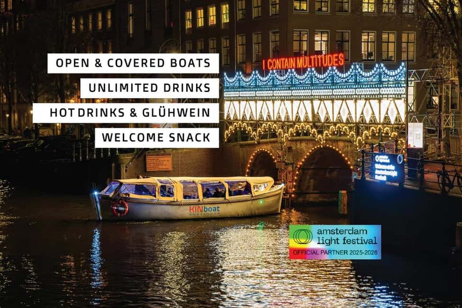 Amsterdam: Light Festival Boat Tour with Warm Drinks - Key highlights to know before you go