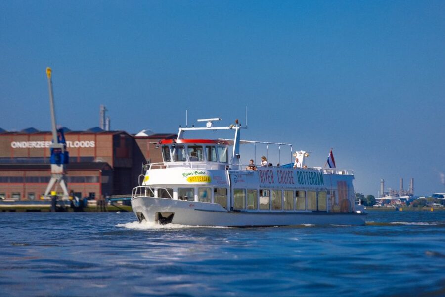 Rotterdam: Harbor Cruise with Live Guide - SS Rotterdam, Hotel New York, and the approach to the Erasmus Bridge